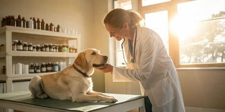 best dog dewormers: otc vs. prescription guide dog receiving veterinary care for deworming.