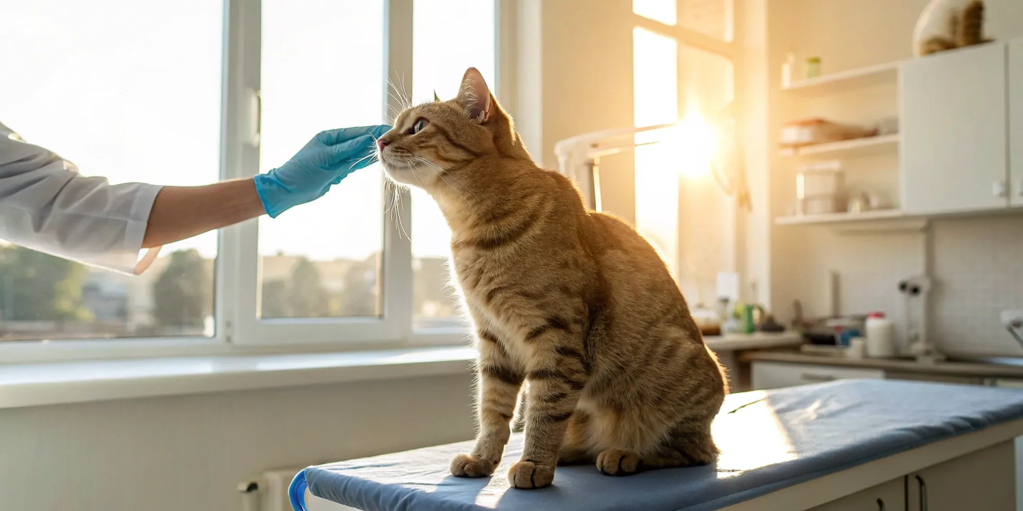 Cat receiving deworming medicine.