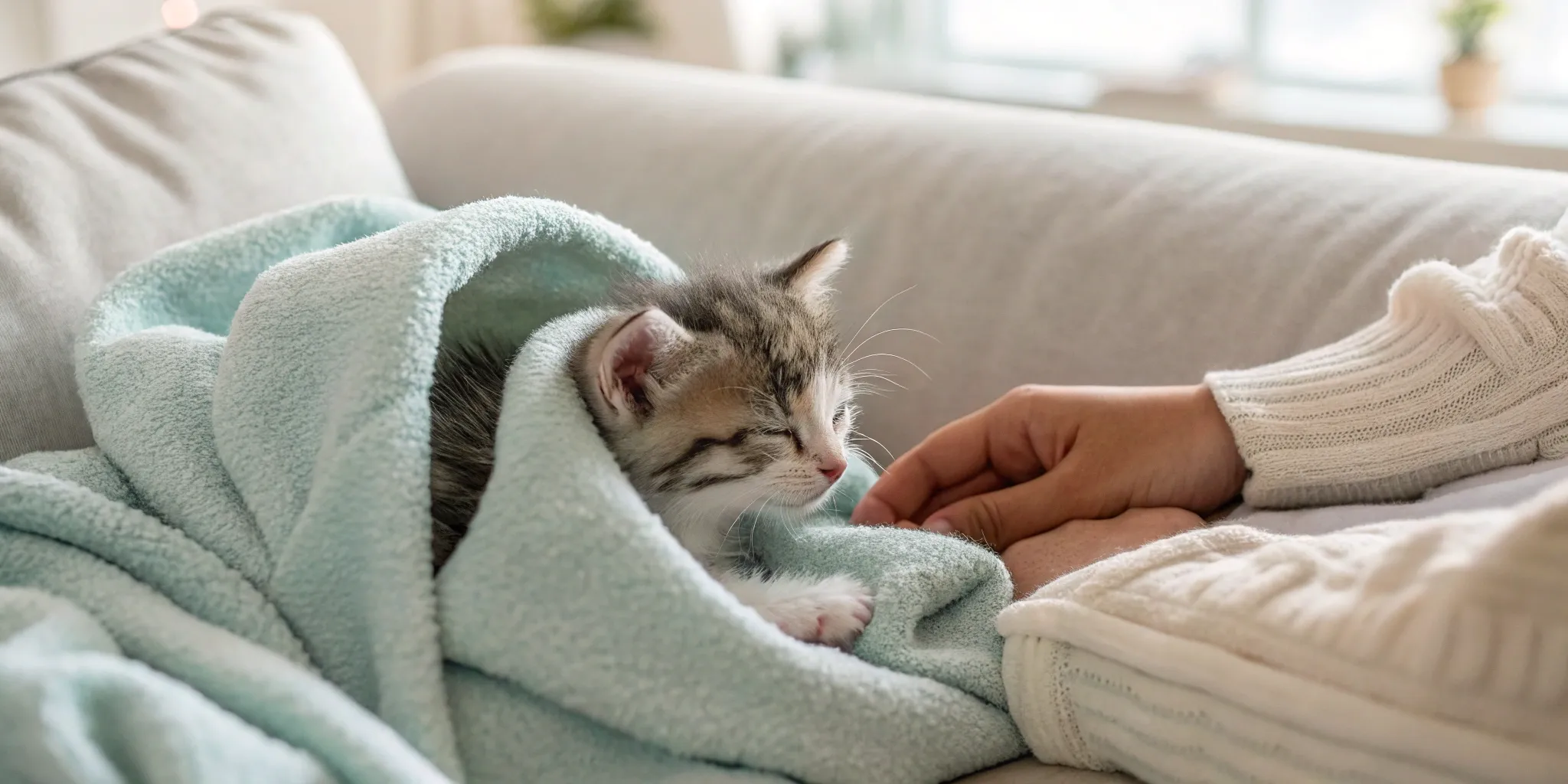 Small kitten being dewormed.